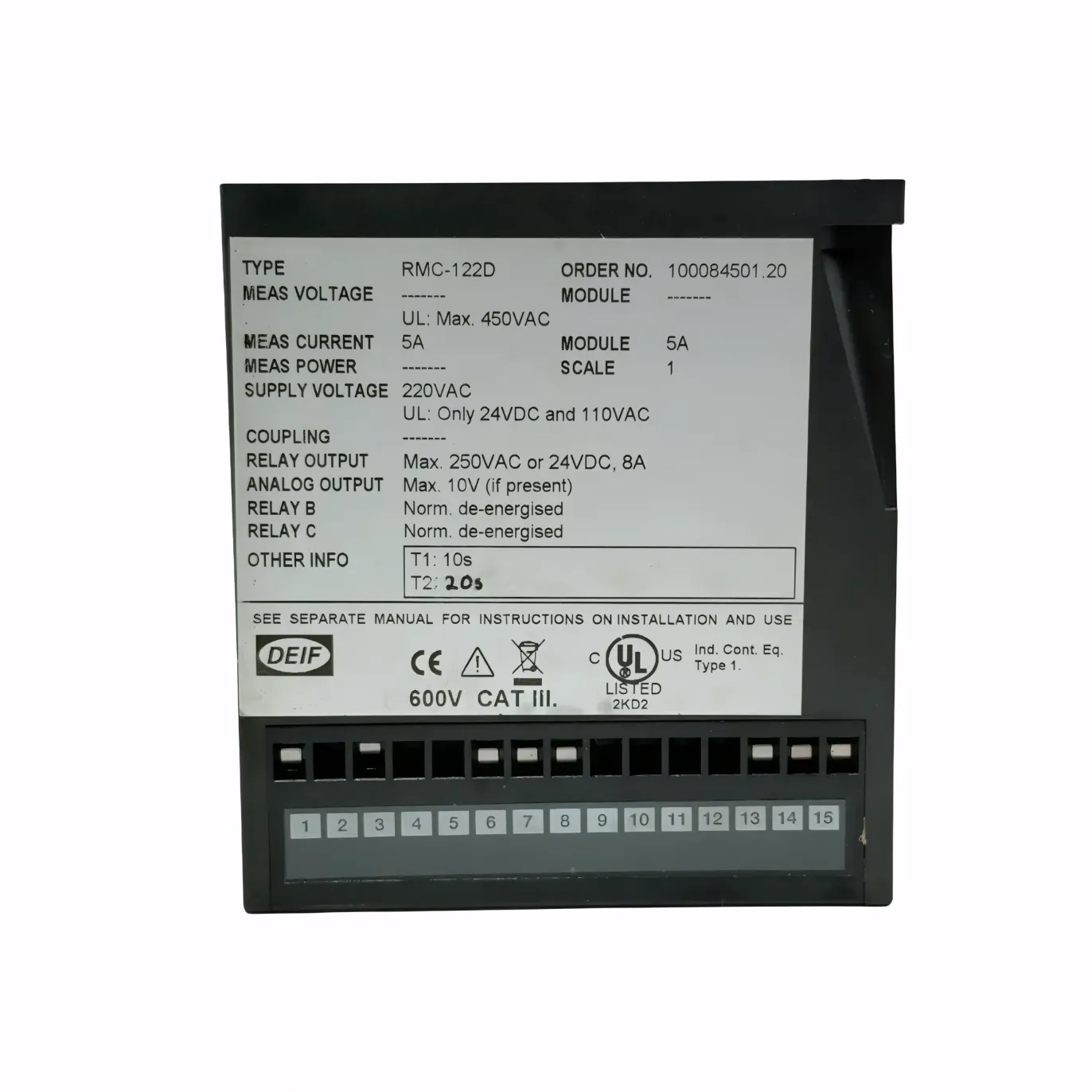 DEIF Short Circuit & Over Current Relay RMC122D