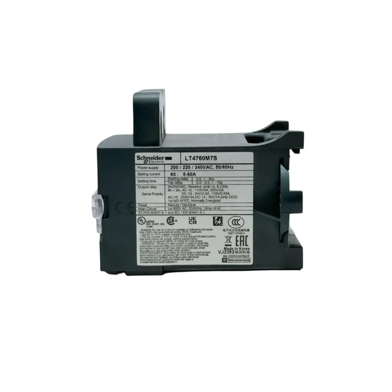 SCHNEIDER ELECTRIC Electronic Over Current Relay 220V AC LT4760M7S